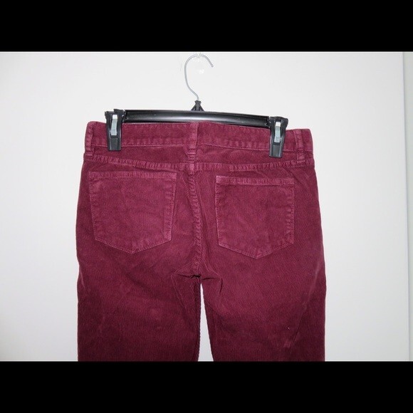 J. Crew Pants Dark Red Corduroy Toothpick Fitted Ankle Womens 24 Skinny Low Rise - Picture 4 of 8